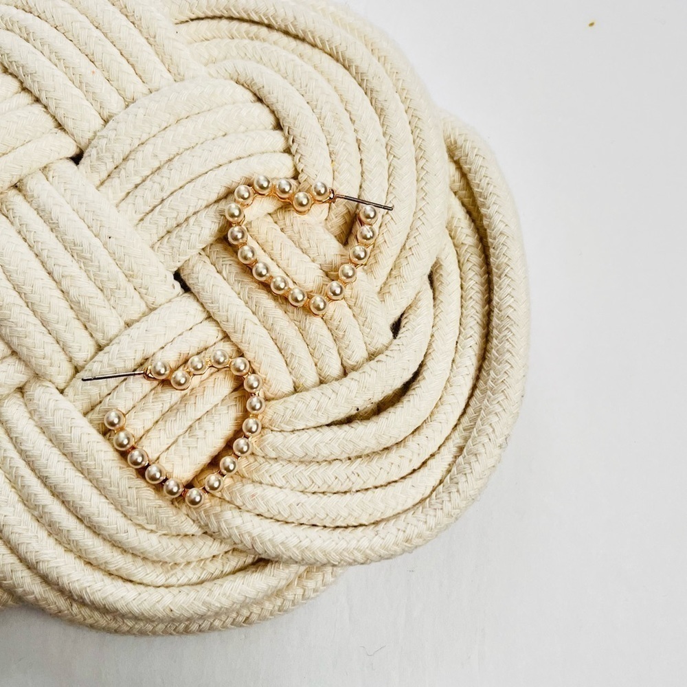 Anthropologie Heart shaped pearl hoop earrings